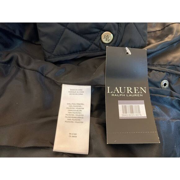 Ralph Lauren Snap Front Quilted Jacket Sz SP / Small Petite Black NWT - Picture 7 of 8